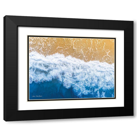 Ocean Meets Sand II Black Modern Wood Framed Art Print with Double Matting by Seven Trees Design