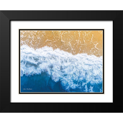 Ocean Meets Sand II Black Modern Wood Framed Art Print with Double Matting by Seven Trees Design
