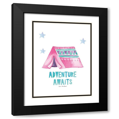 Adventure Awaits Black Modern Wood Framed Art Print with Double Matting by Seven Trees Design