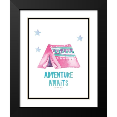 Adventure Awaits Black Modern Wood Framed Art Print with Double Matting by Seven Trees Design