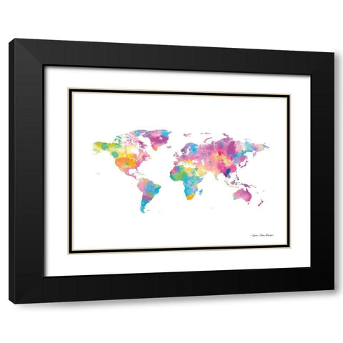 Watercolor World Black Modern Wood Framed Art Print with Double Matting by Seven Trees Design