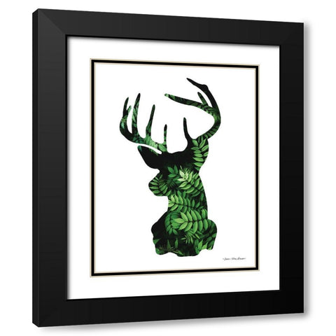 Forest Deer II Black Modern Wood Framed Art Print with Double Matting by Seven Trees Design