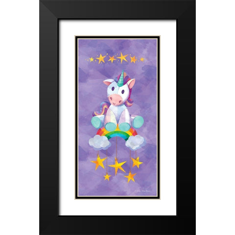 Rainbow Unicorn I Black Modern Wood Framed Art Print with Double Matting by Seven Trees Design