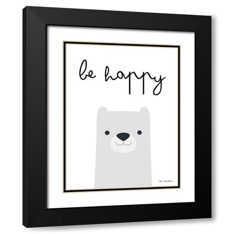 Be Happy Black Modern Wood Framed Art Print with Double Matting by Seven Trees Design