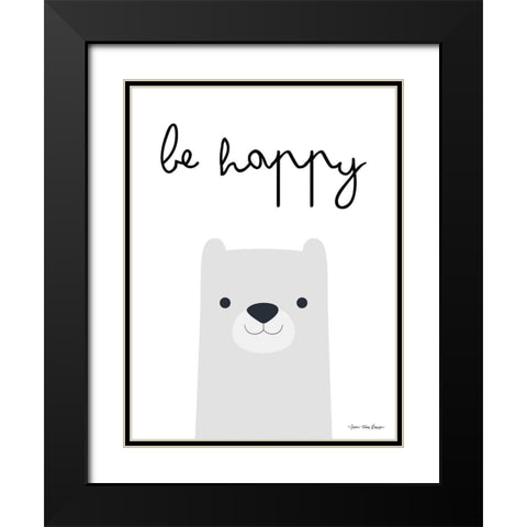 Be Happy Black Modern Wood Framed Art Print with Double Matting by Seven Trees Design