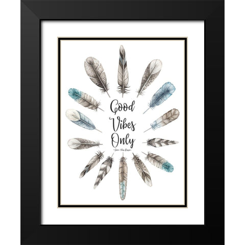 Good Vibes Only Black Modern Wood Framed Art Print with Double Matting by Seven Trees Design