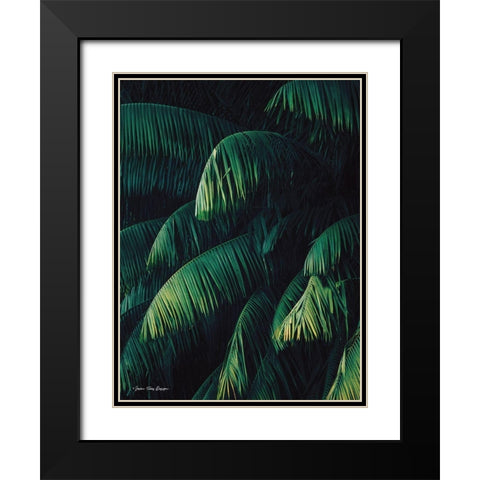 Palm Leaves   Black Modern Wood Framed Art Print with Double Matting by Seven Trees Design