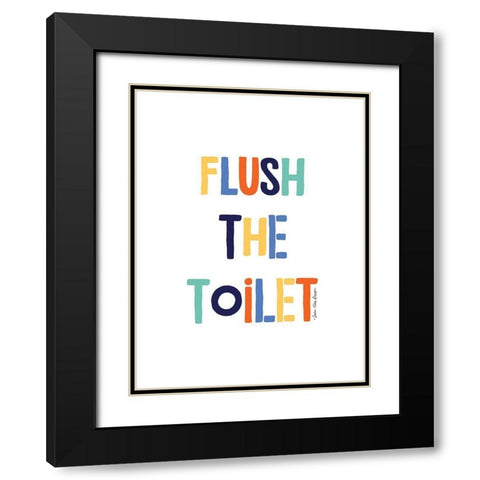 Flush the Toilet Black Modern Wood Framed Art Print with Double Matting by Seven Trees Design