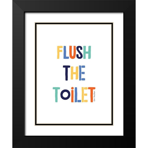 Flush the Toilet Black Modern Wood Framed Art Print with Double Matting by Seven Trees Design