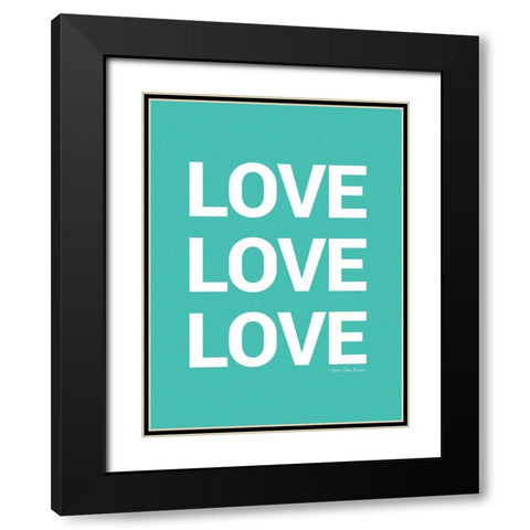 Love, Love, Love Black Modern Wood Framed Art Print with Double Matting by Seven Trees Design