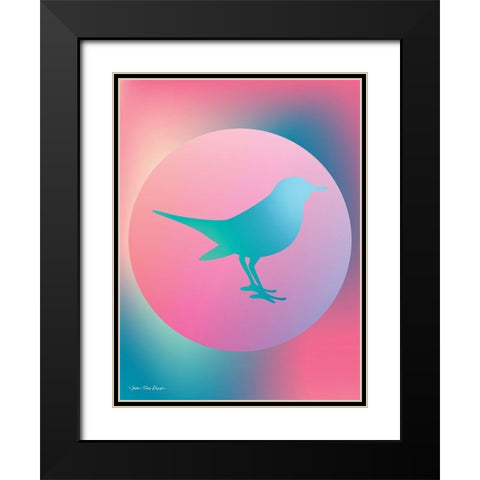 Gradient Bird Black Modern Wood Framed Art Print with Double Matting by Seven Trees Design