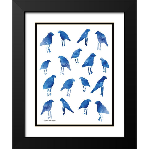Bleu Birds Black Modern Wood Framed Art Print with Double Matting by Seven Trees Design
