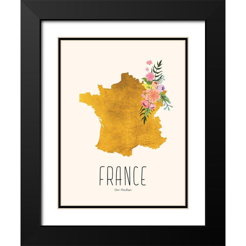 Gold France Black Modern Wood Framed Art Print with Double Matting by Seven Trees Design