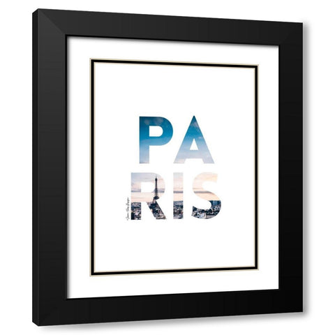 Paris Black Modern Wood Framed Art Print with Double Matting by Seven Trees Design