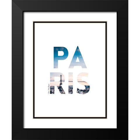 Paris Black Modern Wood Framed Art Print with Double Matting by Seven Trees Design