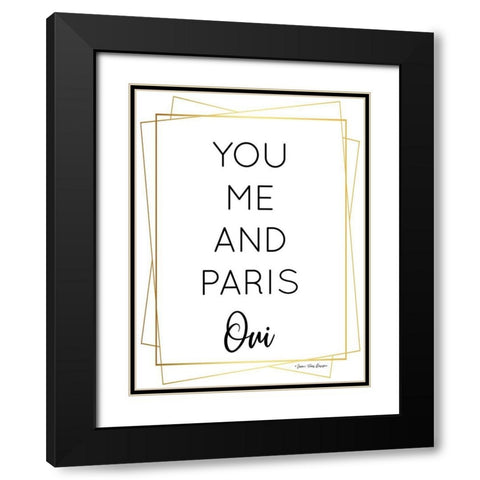 You Me and Paris Black Modern Wood Framed Art Print with Double Matting by Seven Trees Design