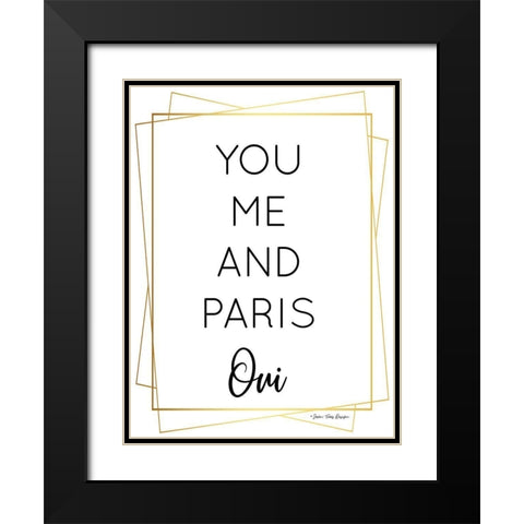 You Me and Paris Black Modern Wood Framed Art Print with Double Matting by Seven Trees Design