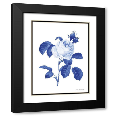 Blue Botanical I Black Modern Wood Framed Art Print with Double Matting by Seven Trees Design