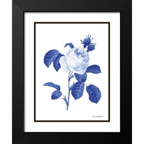 Blue Botanical I Black Modern Wood Framed Art Print with Double Matting by Seven Trees Design
