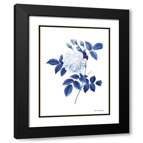 Blue Botanical II Black Modern Wood Framed Art Print with Double Matting by Seven Trees Design