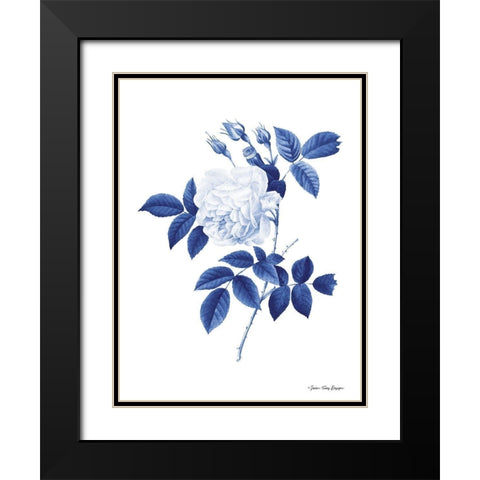 Blue Botanical II Black Modern Wood Framed Art Print with Double Matting by Seven Trees Design