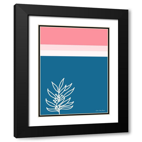 The Plant and the Lines II Black Modern Wood Framed Art Print with Double Matting by Seven Trees Design