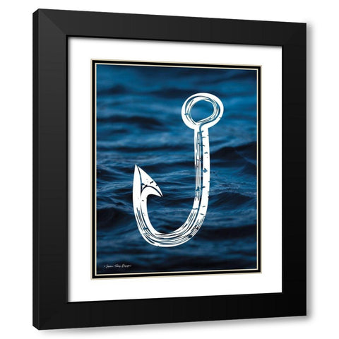 Fishing Black Modern Wood Framed Art Print with Double Matting by Seven Trees Design