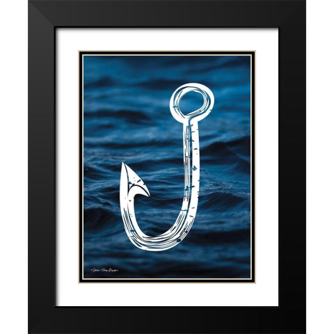 Fishing Black Modern Wood Framed Art Print with Double Matting by Seven Trees Design