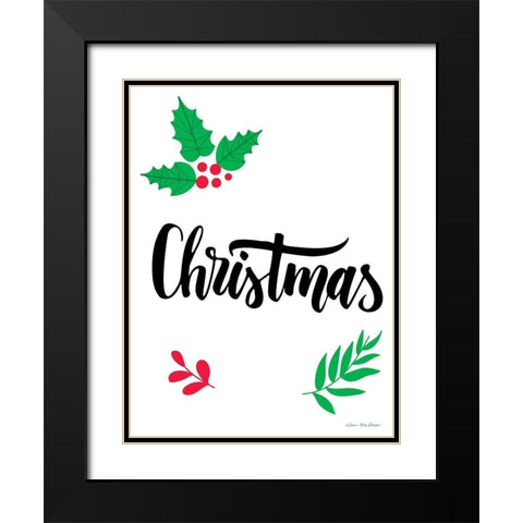 Christmas Greenery Black Modern Wood Framed Art Print with Double Matting by Seven Trees Design