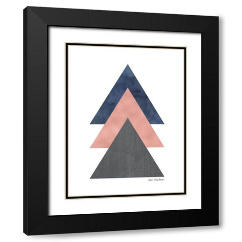 Triangles I Black Modern Wood Framed Art Print with Double Matting by Seven Trees Design