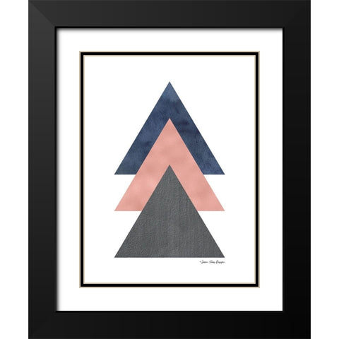 Triangles I Black Modern Wood Framed Art Print with Double Matting by Seven Trees Design