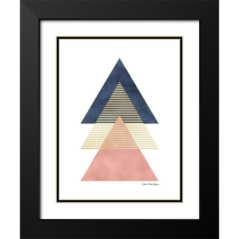 Triangles II Black Modern Wood Framed Art Print with Double Matting by Seven Trees Design