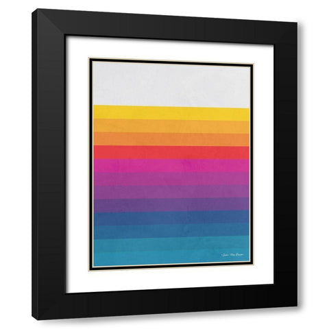 Vintage Retro Lines I Black Modern Wood Framed Art Print with Double Matting by Seven Trees Design