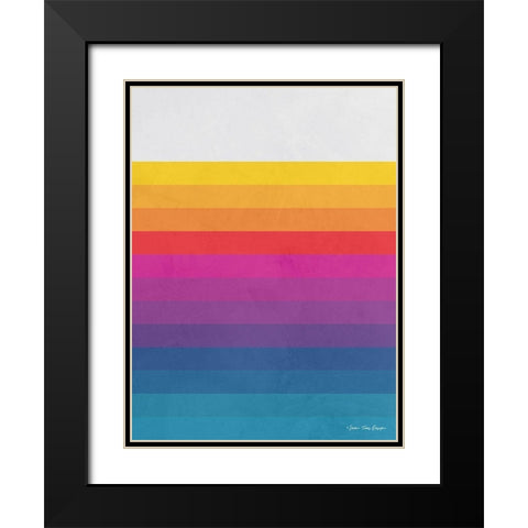 Vintage Retro Lines I Black Modern Wood Framed Art Print with Double Matting by Seven Trees Design
