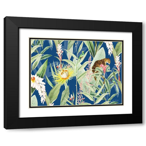 Leopard Flowers Black Modern Wood Framed Art Print with Double Matting by Seven Trees Design