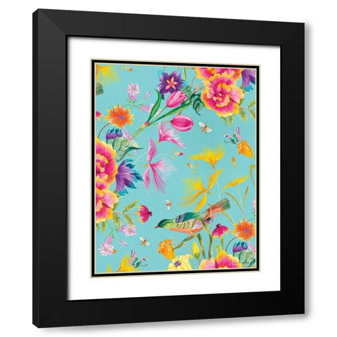 Spring Joy Black Modern Wood Framed Art Print with Double Matting by Seven Trees Design