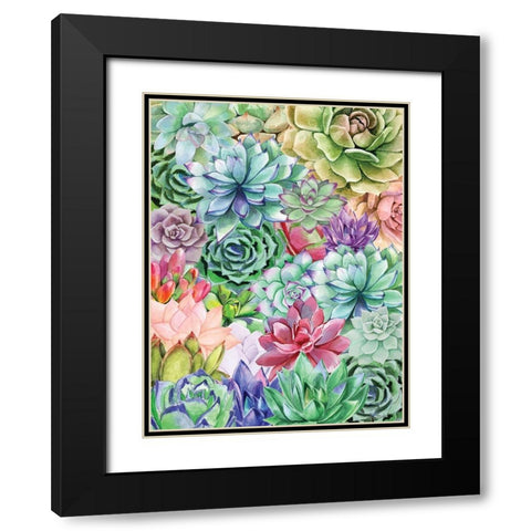 Succulents Paradise Black Modern Wood Framed Art Print with Double Matting by Seven Trees Design