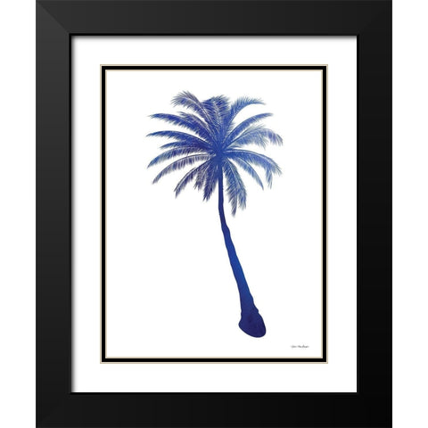 Blue Palm Tree I Black Modern Wood Framed Art Print with Double Matting by Seven Trees Design