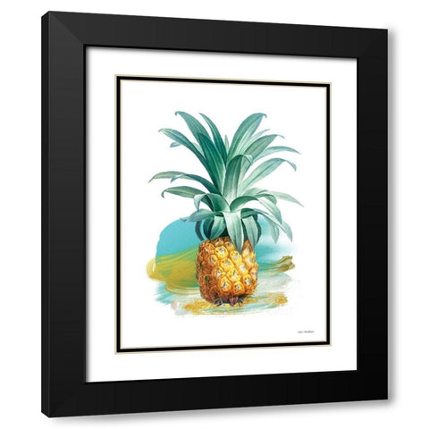 Pineapple II Black Modern Wood Framed Art Print with Double Matting by Seven Trees Design