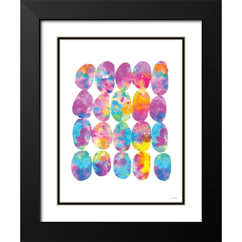 Colorful Abstract Circles Black Modern Wood Framed Art Print with Double Matting by Stellar Design Studio