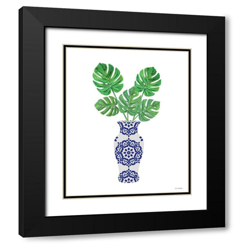 Watercolor Blue Jar Black Modern Wood Framed Art Print with Double Matting by Seven Trees  Design