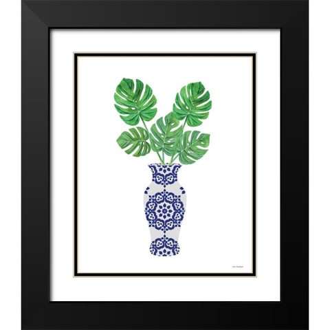 Watercolor Blue Jar Black Modern Wood Framed Art Print with Double Matting by Seven Trees  Design