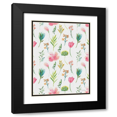 Happy Flora Black Modern Wood Framed Art Print with Double Matting by Seven Trees Design