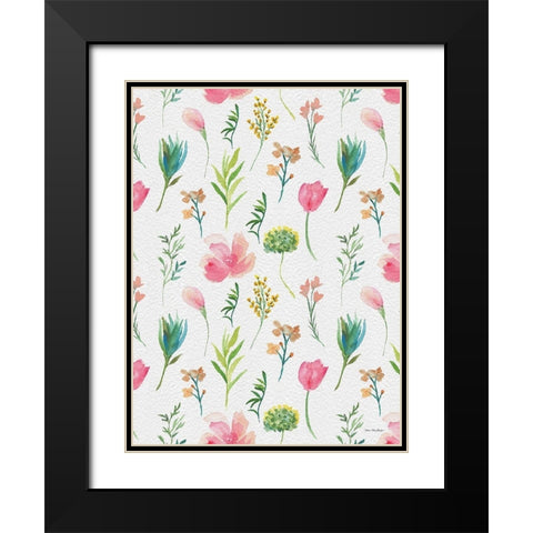 Happy Flora Black Modern Wood Framed Art Print with Double Matting by Seven Trees Design