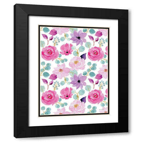 Sweet Flora Black Modern Wood Framed Art Print with Double Matting by Seven Trees Design