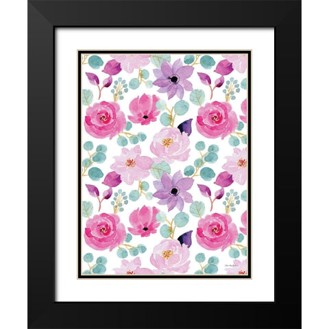 Sweet Flora Black Modern Wood Framed Art Print with Double Matting by Seven Trees Design
