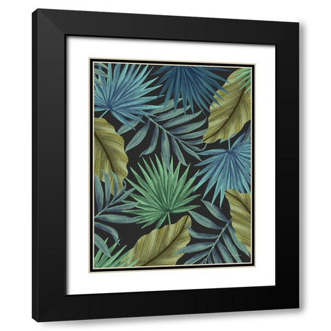 Tropical Leaves I Black Modern Wood Framed Art Print with Double Matting by Seven Trees Design