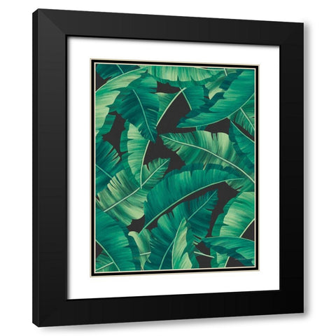 Tropical Leaves II Black Modern Wood Framed Art Print with Double Matting by Seven Trees Design