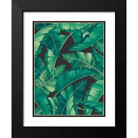 Tropical Leaves II Black Modern Wood Framed Art Print with Double Matting by Seven Trees Design