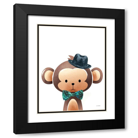 Mr. Monkey Black Modern Wood Framed Art Print with Double Matting by Stellar Design Studio